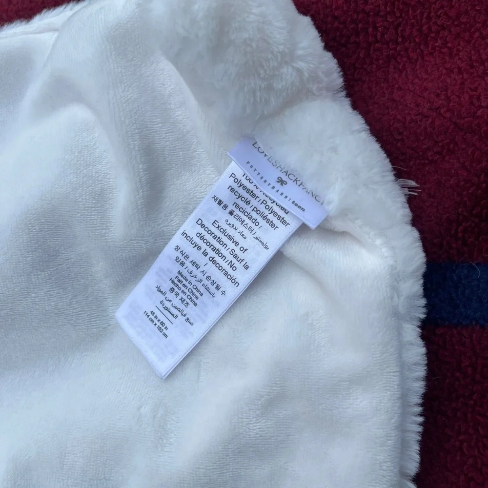 LoveShackFancy x Pottery Barn Teen Sweet Bows Faux Fur Throw White blanket
